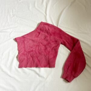 pink y2k one sleeve open back long sleeve sweater